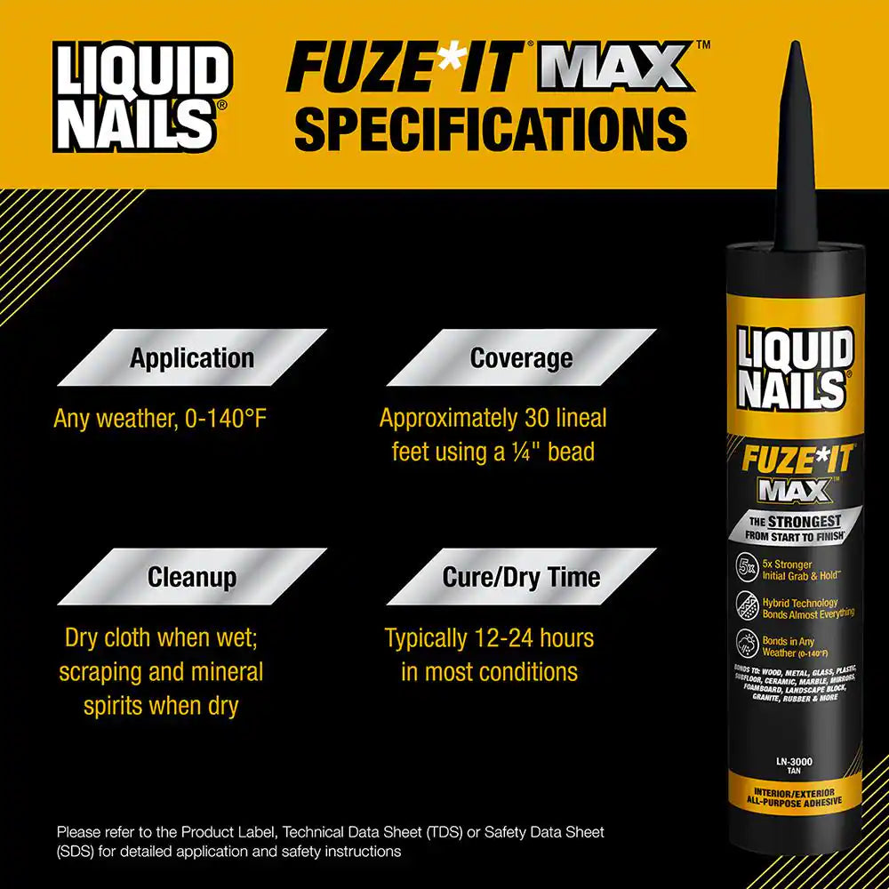 Fuze It Max 9 Oz. Interior/Exterior All Surface Construction Adhesive