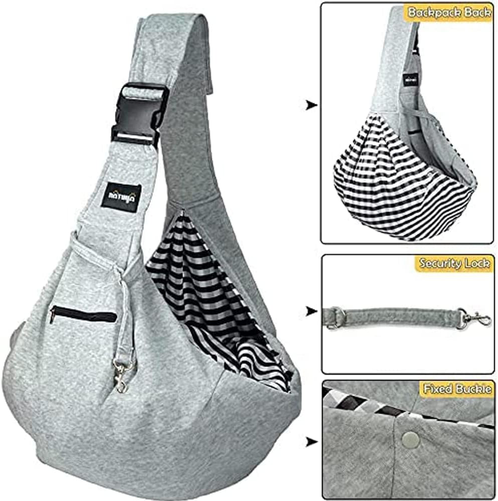 Small Dog Carrier Sling Cat Sling,Adjustable Strap Hand Free Pet Puppy for Outdoor Traveling Subway (Gray, Snap)