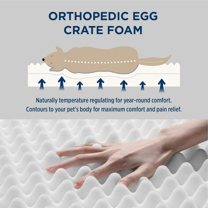 XL Dog Bed Large Sized Dog -Orthopedic Waterproof Extra Large Pet Beds with Removable Washable Cover, Egg Crate Foam Mat, Suitable for Pet up to 100 Lbs