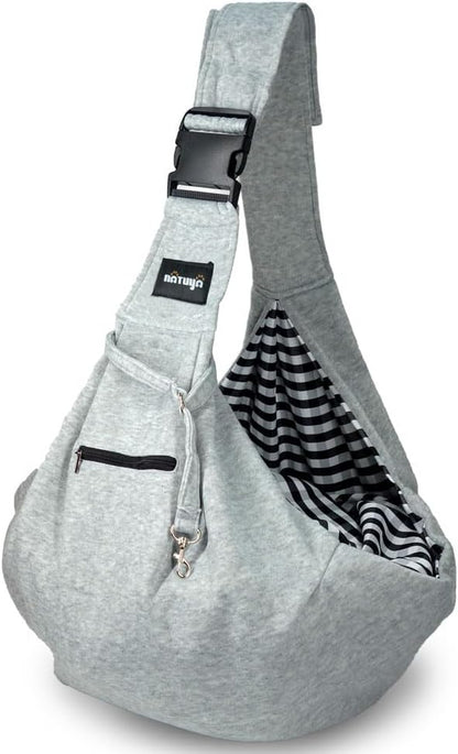 Small Dog Carrier Sling Cat Sling,Adjustable Strap Hand Free Pet Puppy for Outdoor Traveling Subway (Gray, Snap)