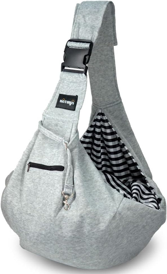 Small Dog Carrier Sling Cat Sling,Adjustable Strap Hand Free Pet Puppy for Outdoor Traveling Subway (Gray, Snap)