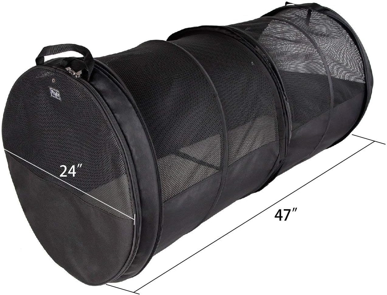 Pet Tube Soft Car Crate Large Kennel the Safe Dog and Cat Travel Mobile Home Pet Limo with Seat Belts and Storage Bag 47Lx24H Grey Color
