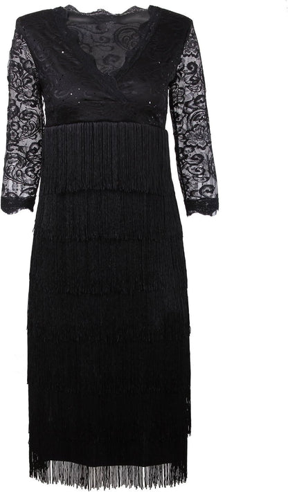 Women'S Lace Sequin Fringe Flapper Cocktail Prom Formal Eve Party Dress