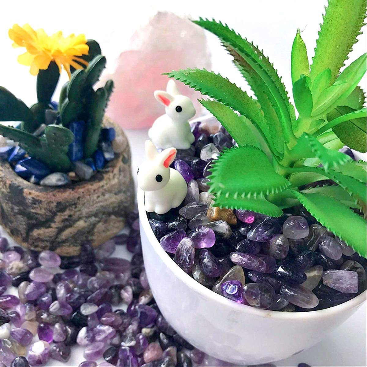 1 Lb/460G Natural Purple Amethyst Quartz Crystal Stones Irregular Decorative Pebble Rock Sand for Aquarium/Fish Turtle Tank/Vase Fillers/Air Plants/Succulent Plants Decor (Fill 1 Cup)