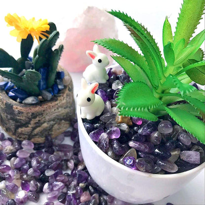 1 Lb/460G Natural Purple Amethyst Quartz Crystal Stones Irregular Decorative Pebble Rock Sand for Aquarium/Fish Turtle Tank/Vase Fillers/Air Plants/Succulent Plants Decor (Fill 1 Cup)