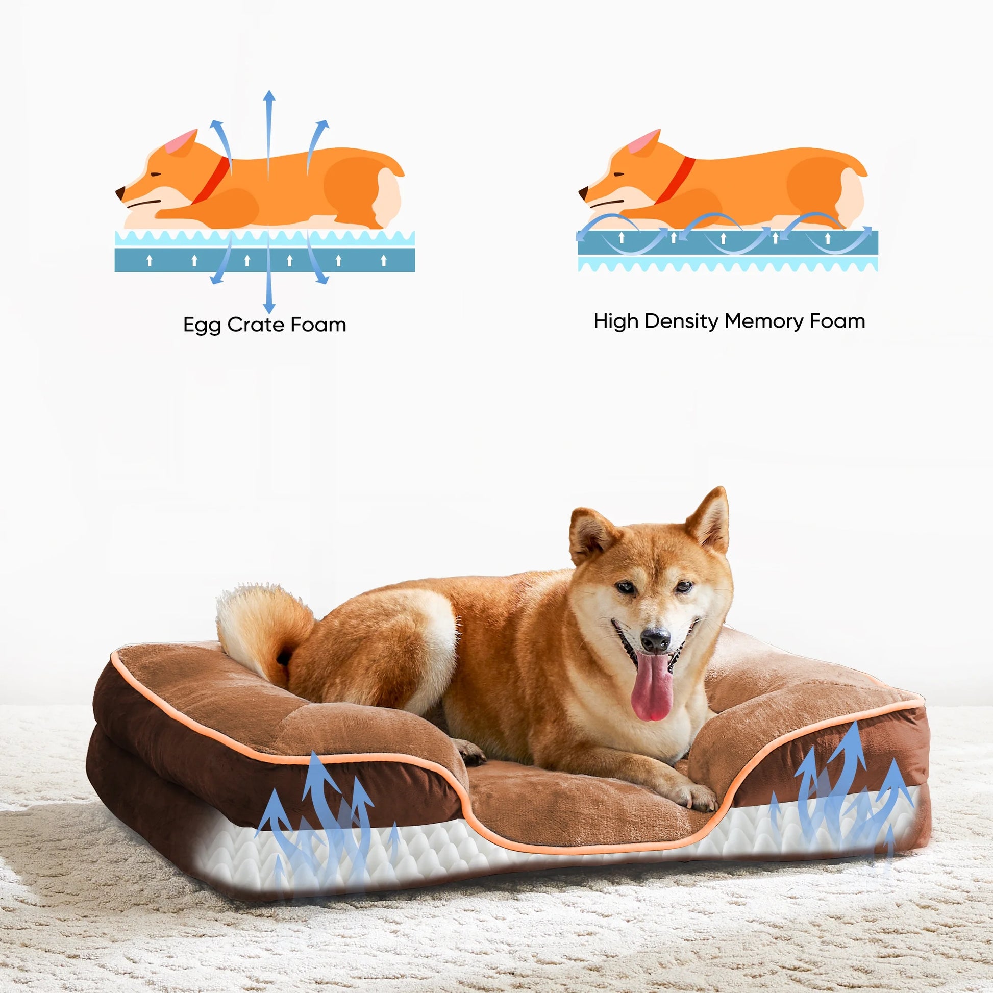 Dog Bed 24"X18" Orthopedic Dog Sofa Bed Small, Supportive Foam Pet Couch Bed with Removable Washable Cover, Brown