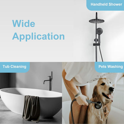 Shower Hose, Kink Free Stainless Steel Shower Hose Attachment Electroplating Handheld Shower Head Hose Flex Hoses Extension with Brass Insert & Nut for Pet Bathing Cleaning 60 In, Matte Black