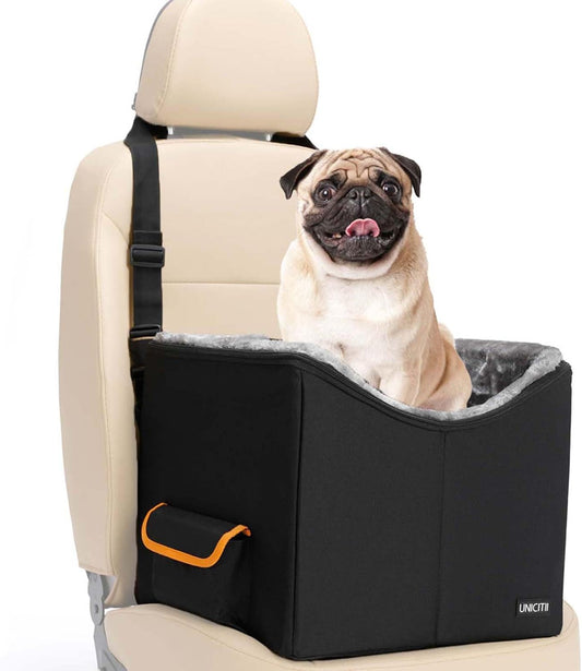 Dog Car Seat for Small Dogs, Elevated Dog Booster Seat Pet Travel Carrier Bed for Car with Adjustable Straps Pet Car Booster Seat for Small Dogs Cats