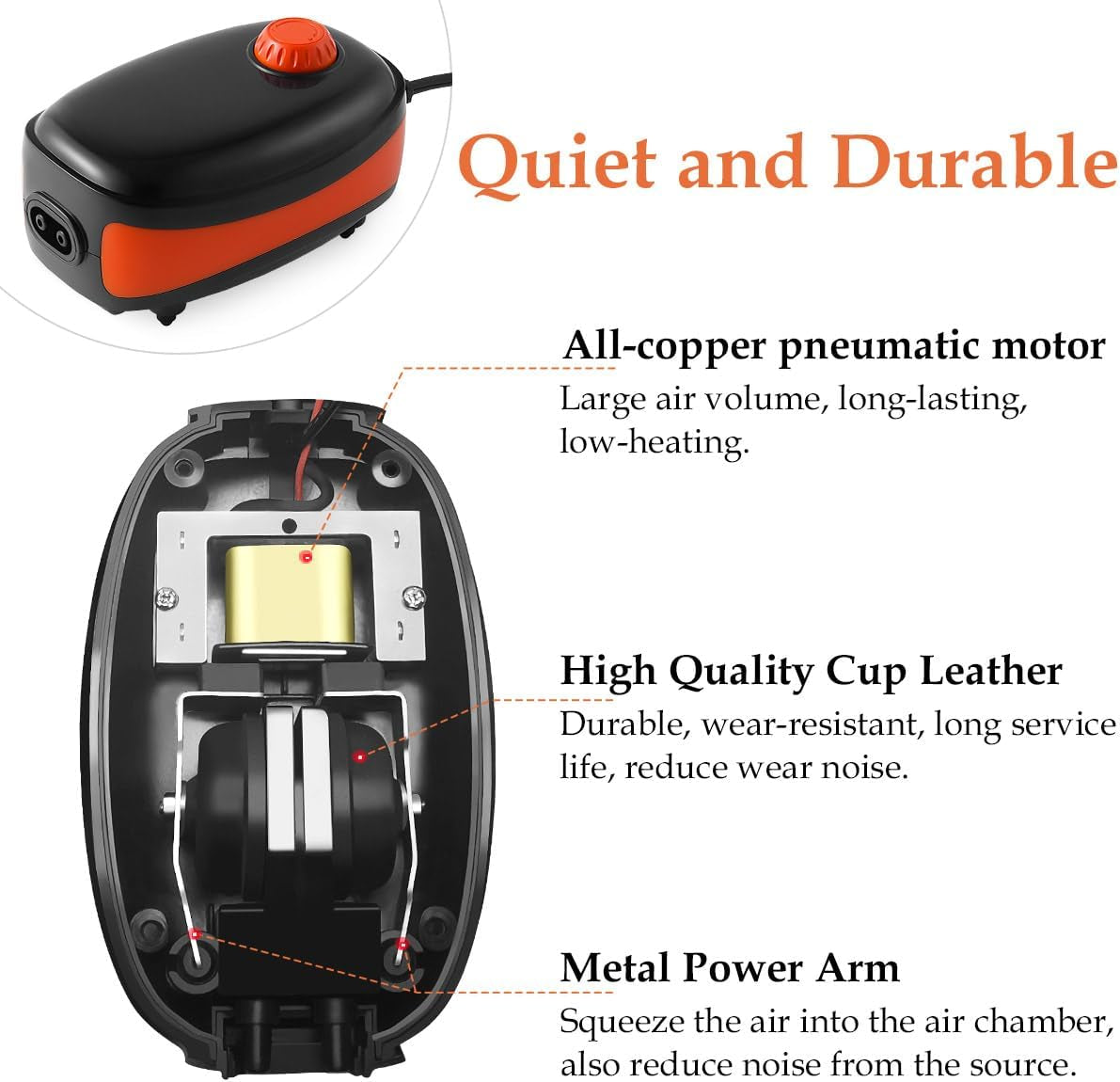4W/5W/8W Aquarium Corded Electric Air Pump, 96GPH/160GPH/256GPH Dual Outlets 4 Outlets Oxygen Pump, Ultra Quiet Aquarium Bubbler for up to 300 Gallon Fish and Turtle Tank