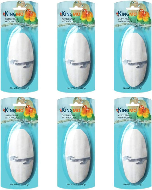 5"-5.5" Bird Cuttlebone for Parakeets, Cuddle Bone with Metal Holder, Cuttlefish Bone for Sharp Beaks, Natural Birds Calcium for Parrots Cockatiels Budgie, 6 Pcs