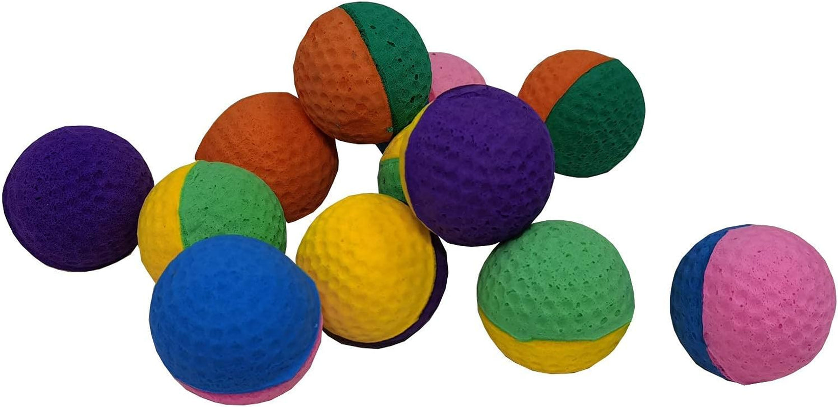 YUNTENG (12PCS Golf Two-Color Pet Ball Foam Sponge Ball Cat Toy Soft, Bouncy , Noise Free.