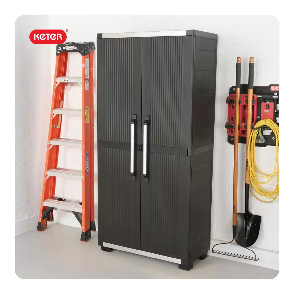 Premium One 35 In. W X 71.7 In. H. X 18.5 In. D 5-Shelf Resin Freestanding Cabinet in Black