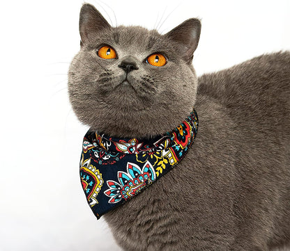 2 Pack Funny Pet Costume Accessories Set, Cat Small Dog Cowboy Hat with Adjustable Elastic Chin Strap and Bandana for Birthday Christmas Halloween Holiday Party Cosplay Daily Wearing