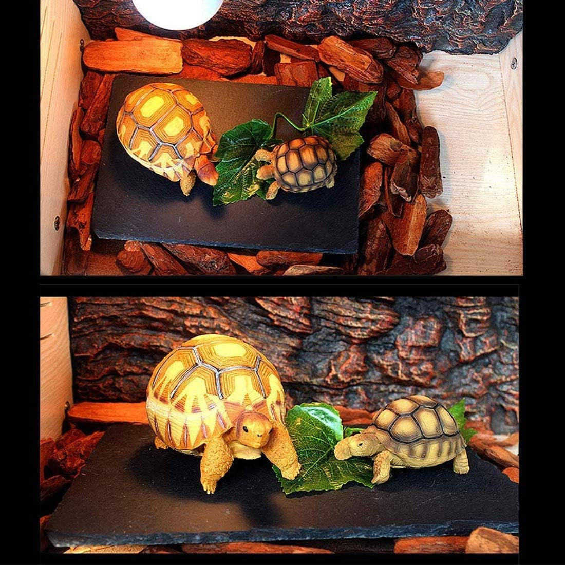 2 Pcs Reptile Basking Platform Tortoise Rock Plate Turtle Bathing Area Feeding Food Dish Resting Terrace（7.9X11.8Inch）