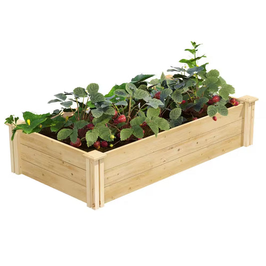 Original Natural Wood Cedar Rectangle Raised Garden Bed (48 In. L X 24 In. W X 10.5 In. H)