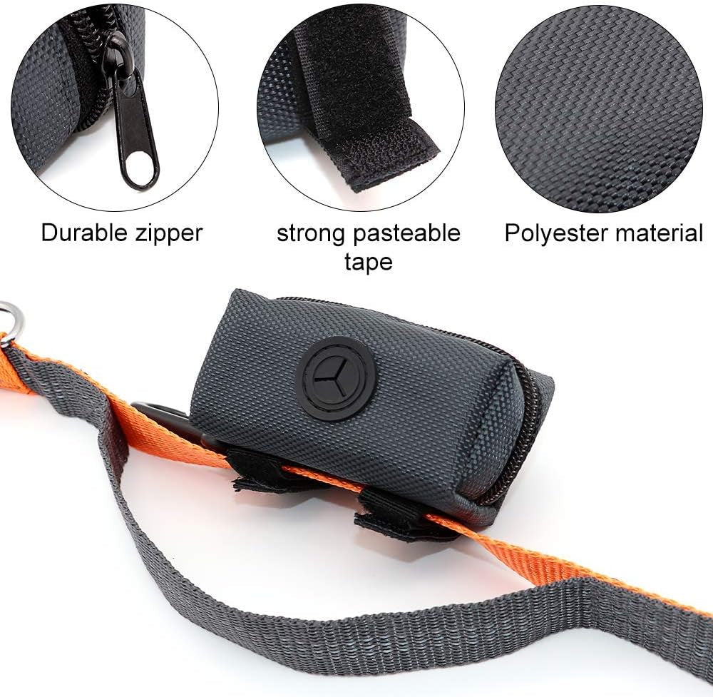 Pet Waste Bag Dispenser Zippered Pouch,Portable Dog Poop Bag Holder Leash Attachment Lightweight Fabric Bags (Dark Grey)