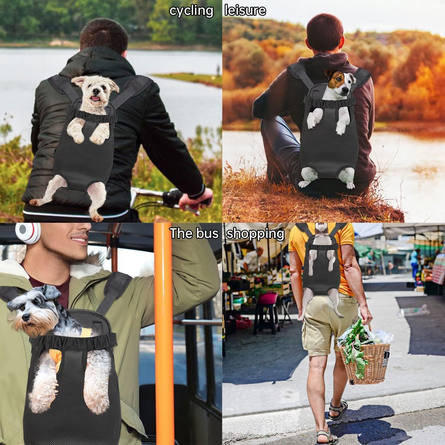Pet Dog Carrier Backpack Legs Out Adjustable Pet Front Cat Backpack Carrier Travel Bag for Traveling Hiking Camping for Small Medium Dogs Cats Puppies