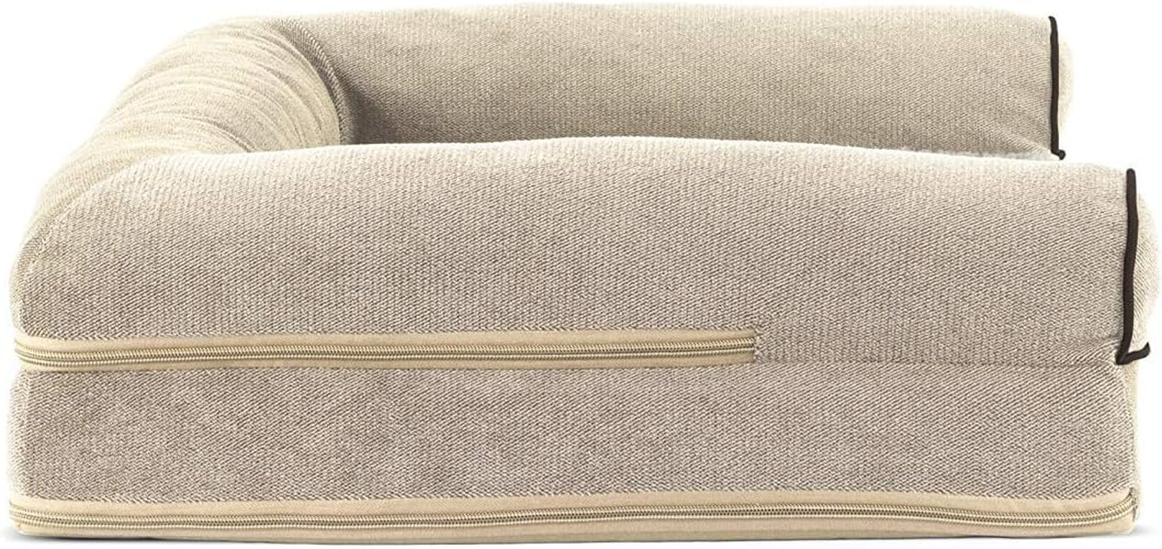 Cooling Gel Dog Bed for Medium/Small Dogs W/ Removable Bolsters & Washable Cover, for Dogs up to 35 Lbs - Sherpa & Chenille Sofa - Cream, Medium