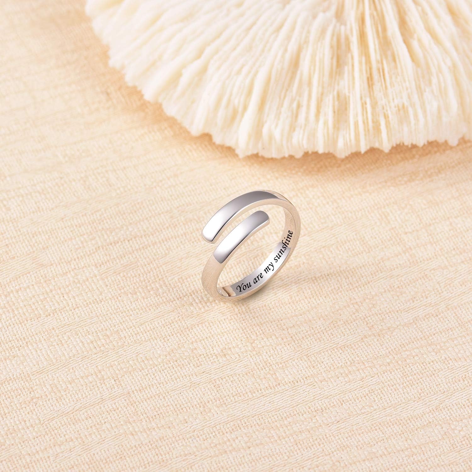 925 Sterling Silver Inspirational Jewelry Rings Adjustable Ring Personality Encouragement Gift for Teens Women