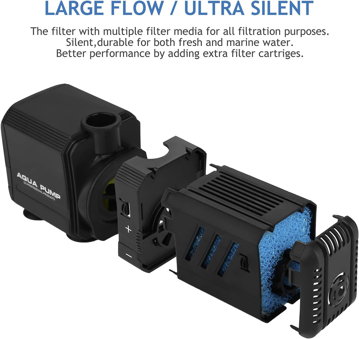 Submersible Aquarium Internal Filter 6W, Adjustable Fish Tank Filter with 132 GPH Water Pump for 1-10 Gallon Fish Tank Black