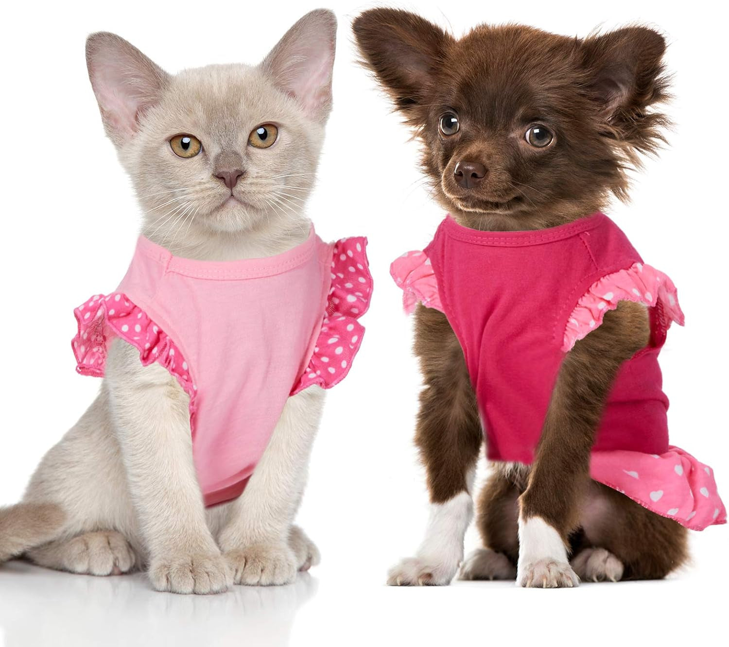 4 Pieces Pet Dress Shirt Cute Pink Dog Sundress Printed Dog Princess Dress Puppy Summer Apparel Clothes Pet Skirt Shirt with Ruffles Cloth for Small Dogs Cats Puppy(S)