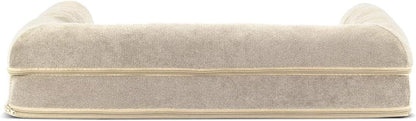 Cooling Gel Dog Bed for Medium/Small Dogs W/ Removable Bolsters & Washable Cover, for Dogs up to 35 Lbs - Sherpa & Chenille Sofa - Cream, Medium