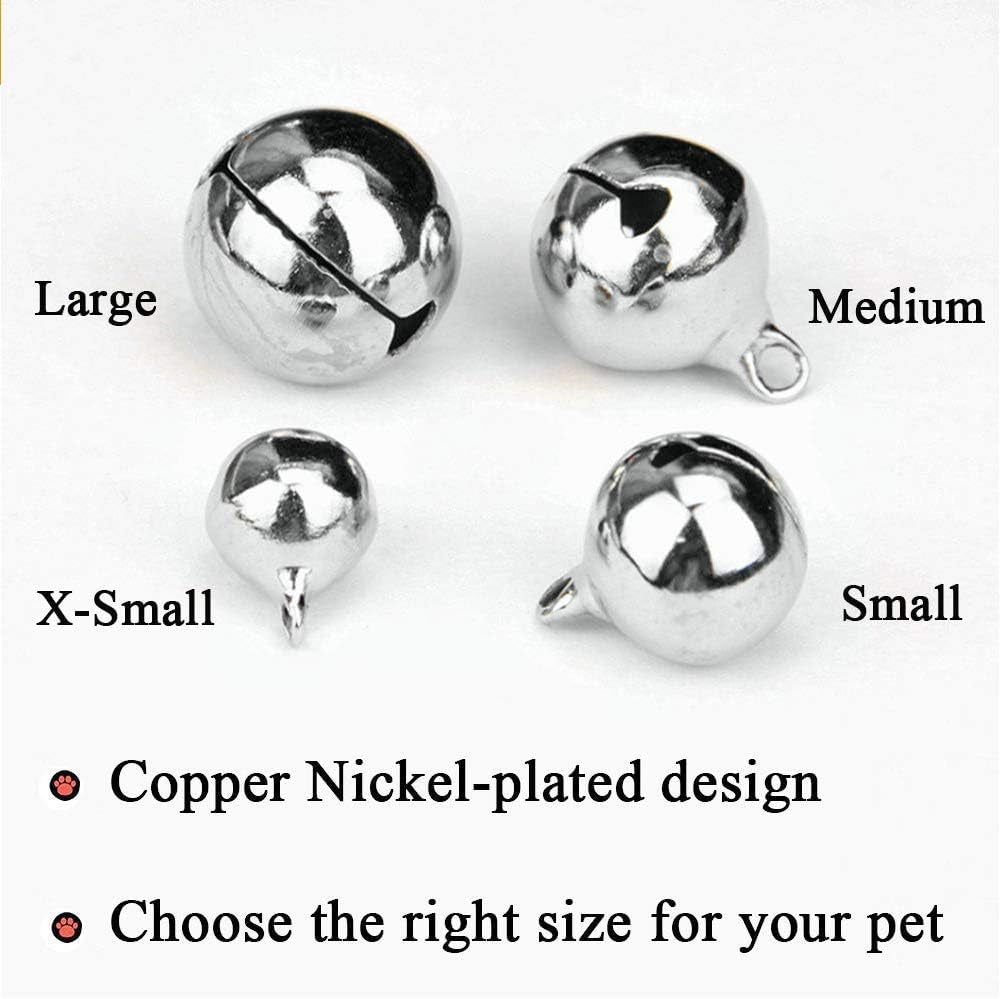 4 Sets Cat Bell for Dog Collar Charm Training Pet Pendant Accessories with 2 Pack Stainless Steel Dog Tag Clips(2 Small Silver)
