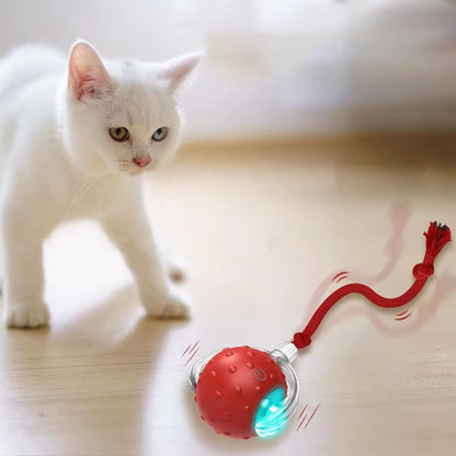 Cat Interactive Ball Toy Automatic Rolling Ball with Tail Rechargeable Smart Pet Interactive Toy Intelligent Mouses for Cat