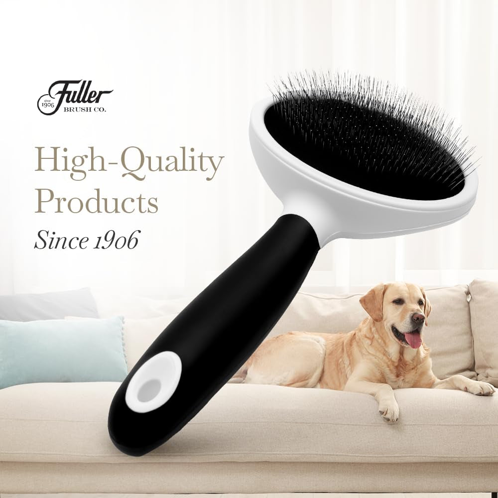 Slicker Pet Brush - Angled Fine Steel Wires - Ergonomically Designed Rubberized Handle for Comfort & Control - Remove Shedding & Matted Hair - Tool for Grooming Dogs & Cat