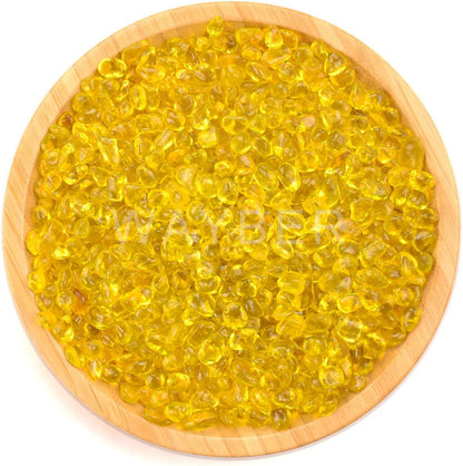 Glass Stones, 1Lb/460G Irregular Sea Glass Pebbles Non-Toxic Artificial Gemstones for Vase Filler/Terrarium Flowerpot Aquarium Turtle Tank Decoration/Handcraft Making, Yellow