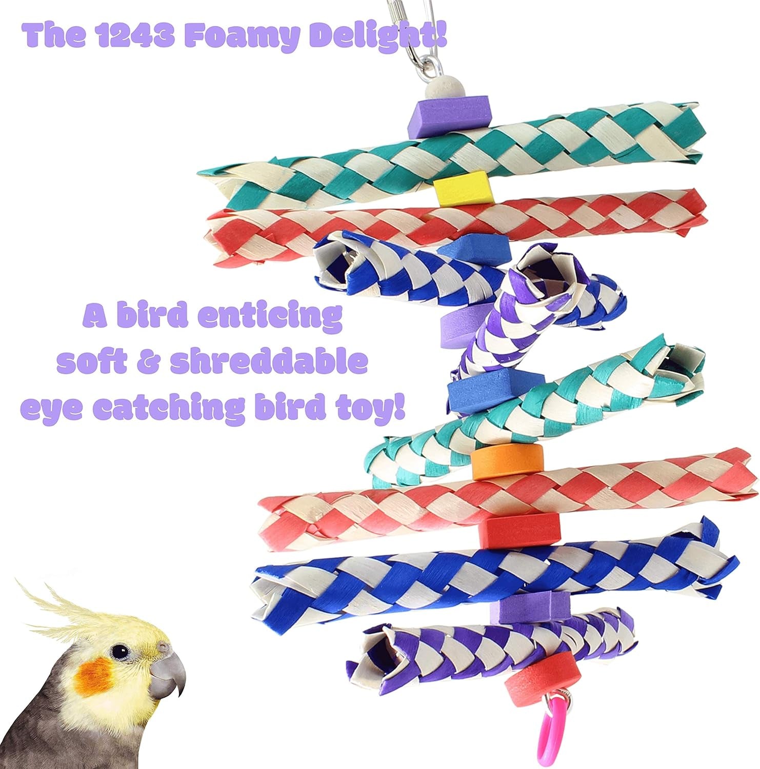 1243 Foamy Delight Shredding Colorful Parrot Parrotlet Quaker Cockatoo Budgie