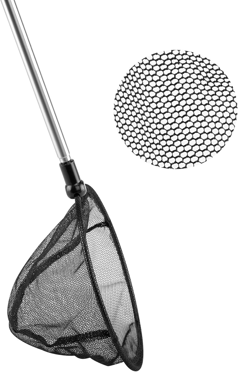 Telescopic Aquarium Fish Net, Fine Mesh round Fish Net for Fish Tank with Extendable Long Handle (5 Inch)