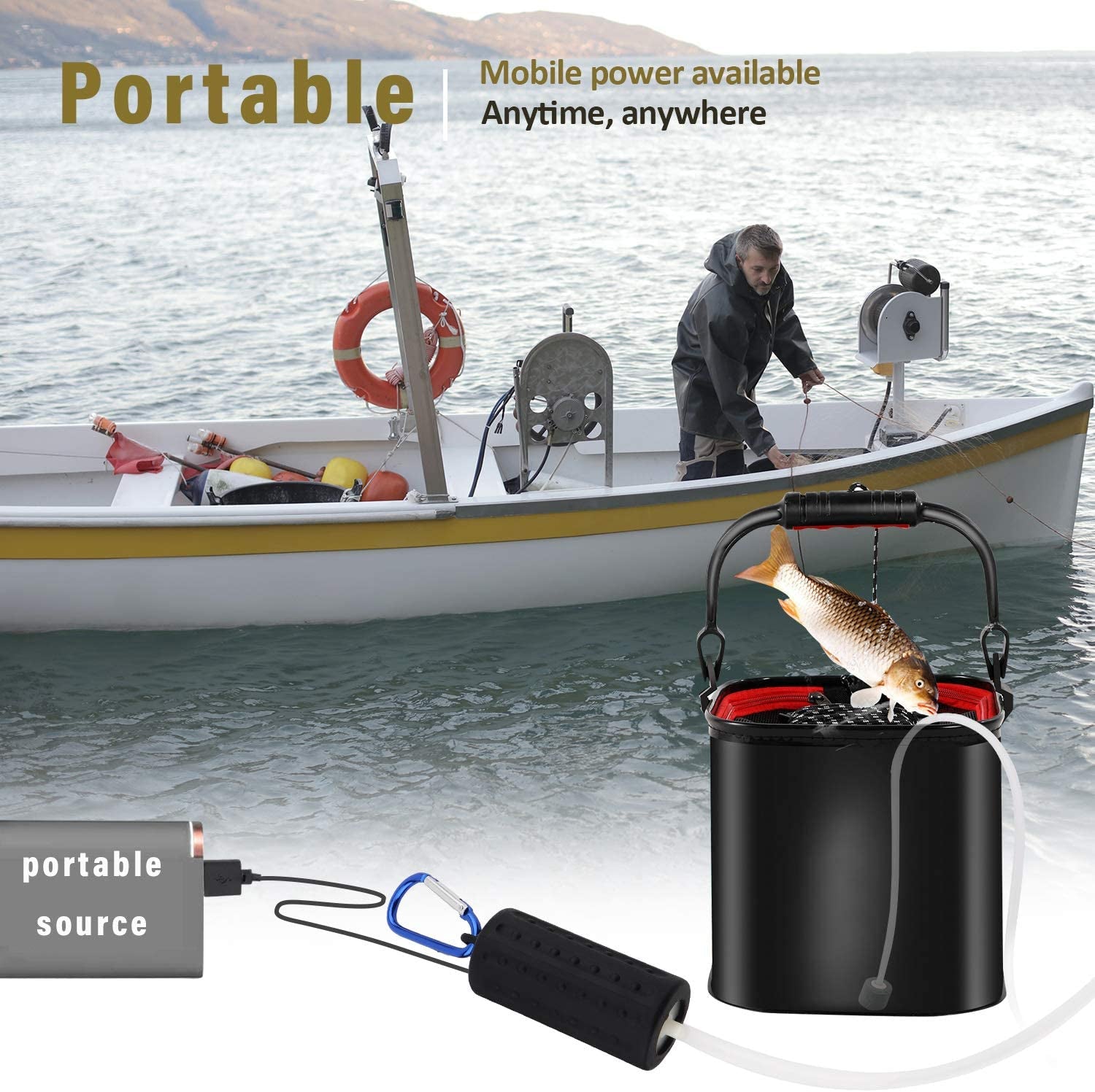 USB Aquarium Air Pump, Ultra Durable & Quiet USB Nano Air Pump, Small Air Bubbler for Aquarium Fish Tank with Air Stone and Silicone Tube