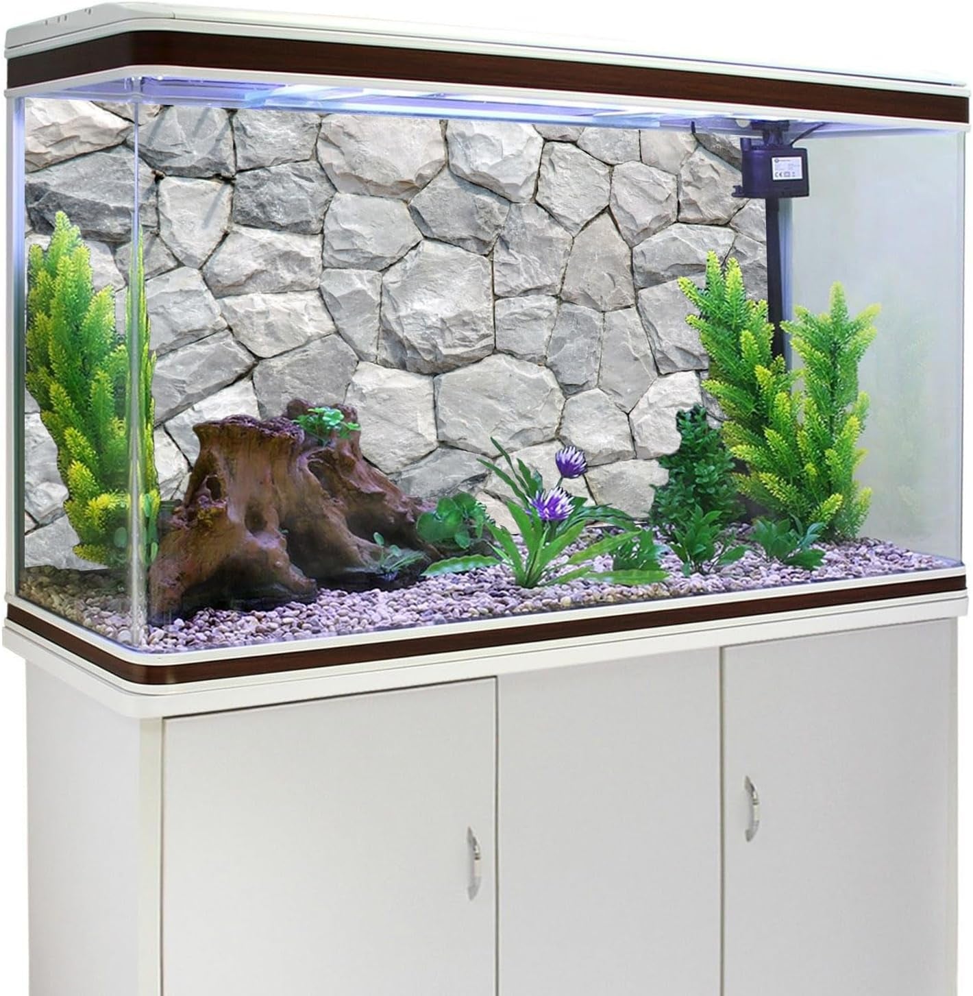 30X18 Inches White Stone Aquarium Background Rocky Fish Tank Background Rock Terrarium Background Durable Polyester Background
