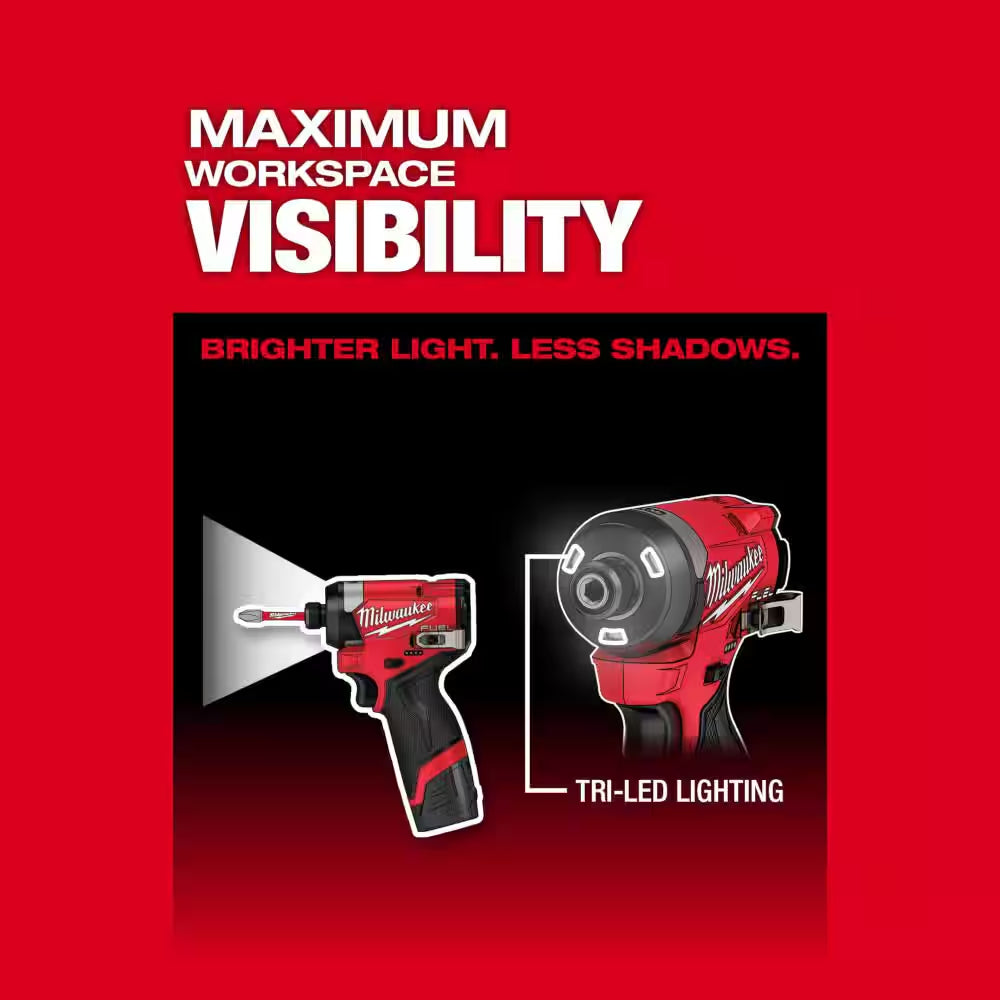 M12 FUEL 12-Volt Lithium-Ion Brushless Cordless 1/4 In. Hex Impact Driver Compact Kit W 2.0Ah Battery and Bag