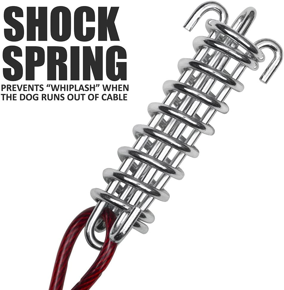 Dog Tie Out Trolley System for Yard - 60Ft Dog Run Cable with 10Ft Pulley Runner Lead - Heavy Duty Reflective Cable for Dogs up to 125 Lbs, Rust-Resistant & Tangle-Free Outdoor Runner