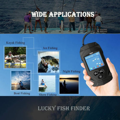 Portable Fish Finders Wired Transducer Kayak Fish Finder Kit Portable Depth Finder LCD Display for Kayak Boat Ice Fishing