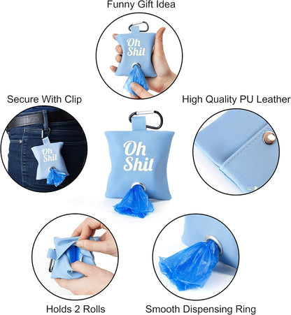 Dog Poop Bag Waste Bag Dispenser Holder Cute Funny (Blue (White Lettering))