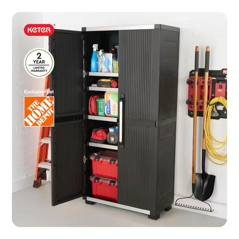 Premium One 35 In. W X 71.7 In. H. X 18.5 In. D 5-Shelf Resin Freestanding Cabinet in Black