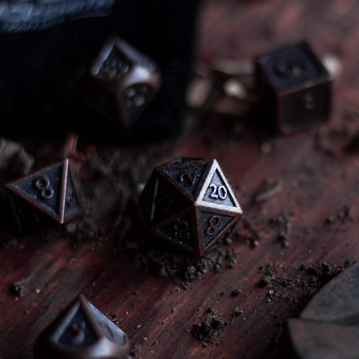 Metal DND Dice Set 7Pcs - Indestructible Metal Dice Set W/Dice Bag; D&D Dice Set D&D (Dungeons and Dragons Dice Set) W/ D20 Dice - Blacksmith Craft Dice (Weathered Bronze)