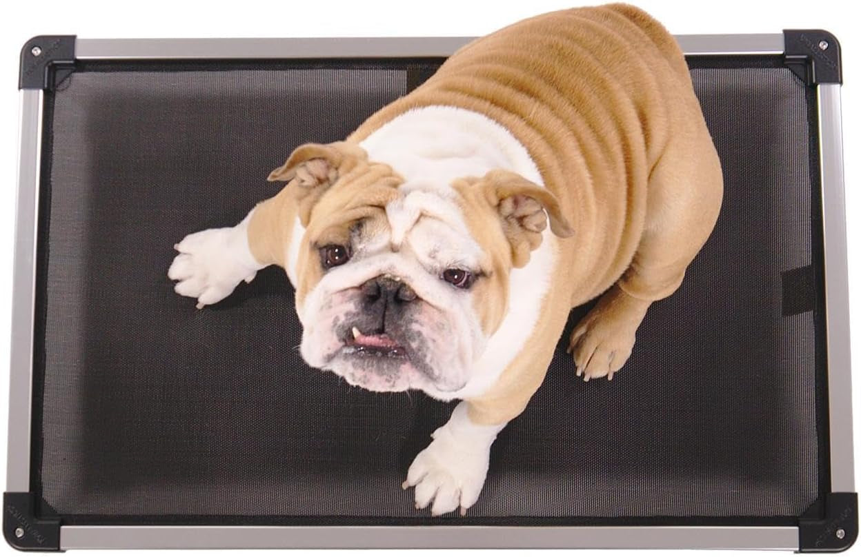 Chew Proof Elevated Cooling Dog Bed - Made for Aggressive Chewers, Virtually Indestructible, Mesh Sling with No Padding, Pre-Assembled - Large for 42" Crates, Black Mesh