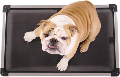 Chew Proof Elevated Cooling Dog Bed - Made for Aggressive Chewers, Virtually Indestructible, Mesh Sling with No Padding, Pre-Assembled - Large for 42" Crates, Black Mesh